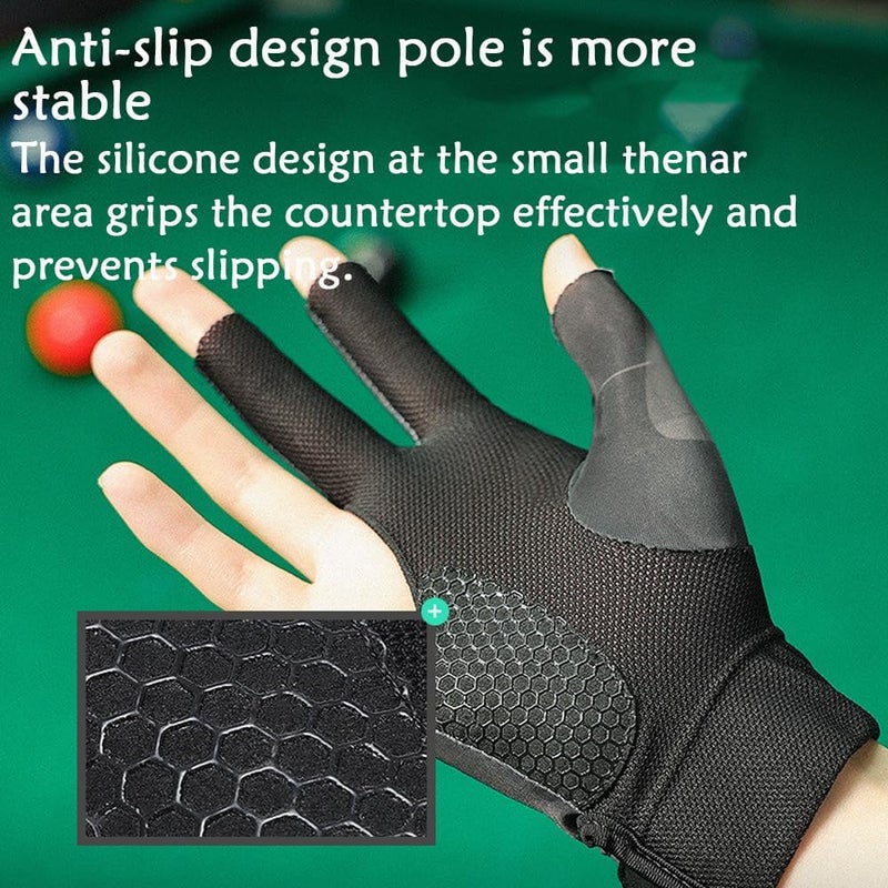 Wnddle Billiard Pool Gloves for Right Hand, 3 Finger Billiards Gloves Pool Cue Gloves, Quick-Dry Breathable Billiard Pool Glove, Snooker Cue Sport Glove Popular Sizes, Right Hand - Image 4